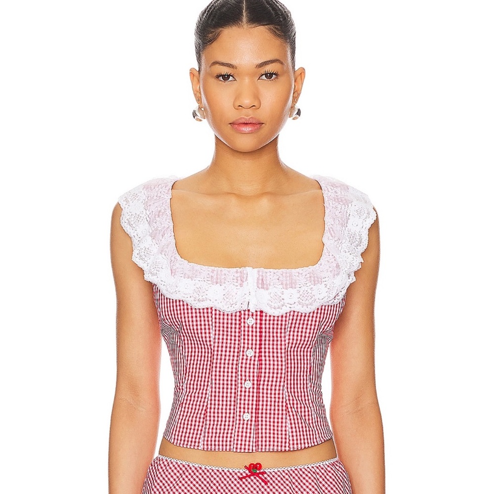 Guizio Paloma Top in Gingham Poppy
